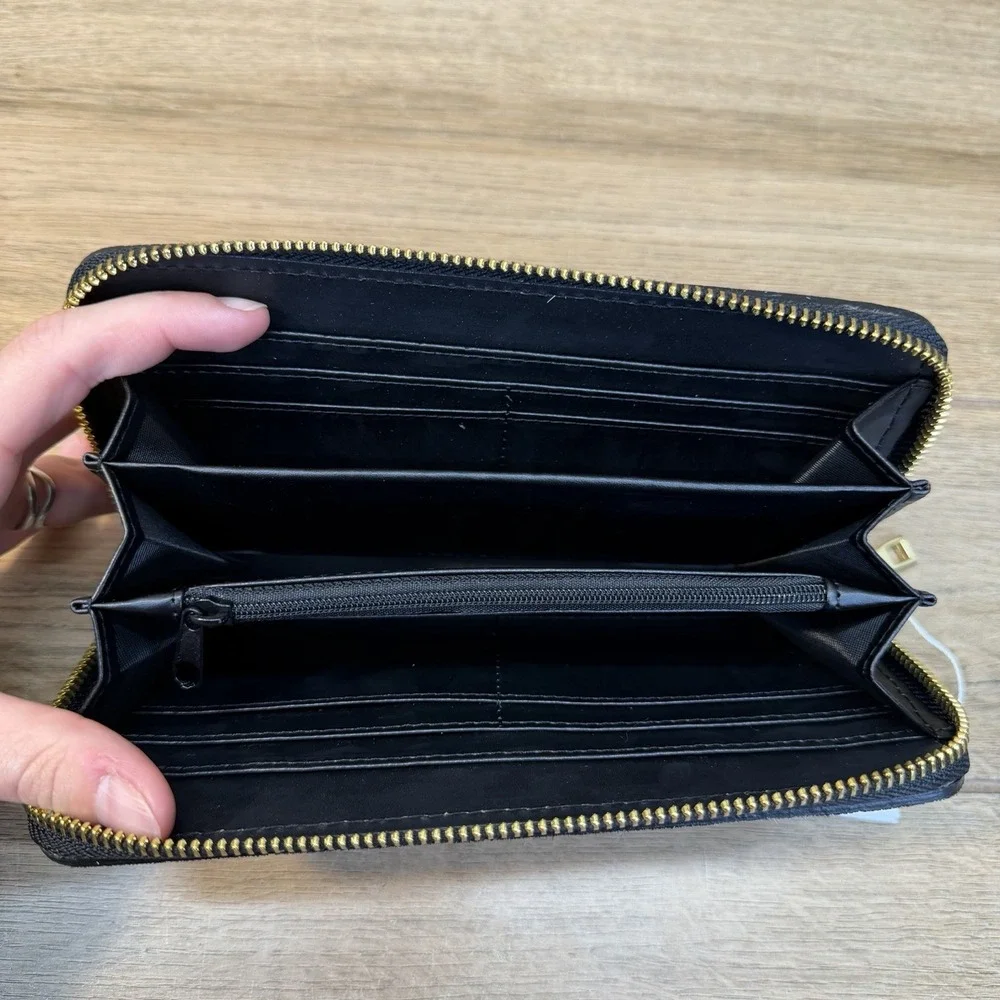 Isadora Leather Cowhide Hair on Hide Zip Around Wallet Italy Western Boho NEW